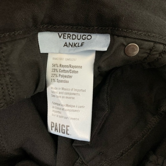 Paige Verdugo Ankle Black Jeans Distressed Women’s Size 27 Ripped Knees Skinny - Picture 4 of 17